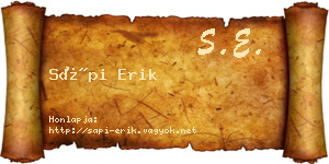 Sápi Erik névjegykártya