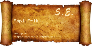Sápi Erik névjegykártya